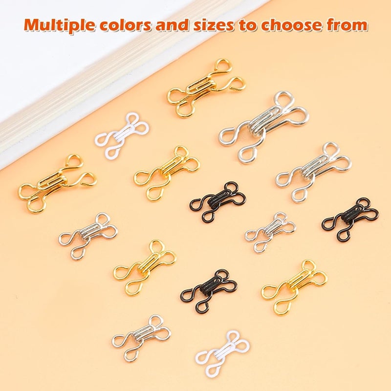 PECMER 100 Set Sewing Hooks and Eyes Closure Copper Hooks and Eyes for Sewing Clothing Bra Hooks Replacement, Hook & Eye Sewing -White 1#(13mm) - Image 4